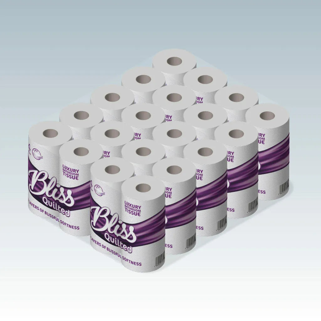 Bliss Quilted 3 Ply Luxury Toilet & Bathroom Tissue Multipack (4 rolls x 10 packs)