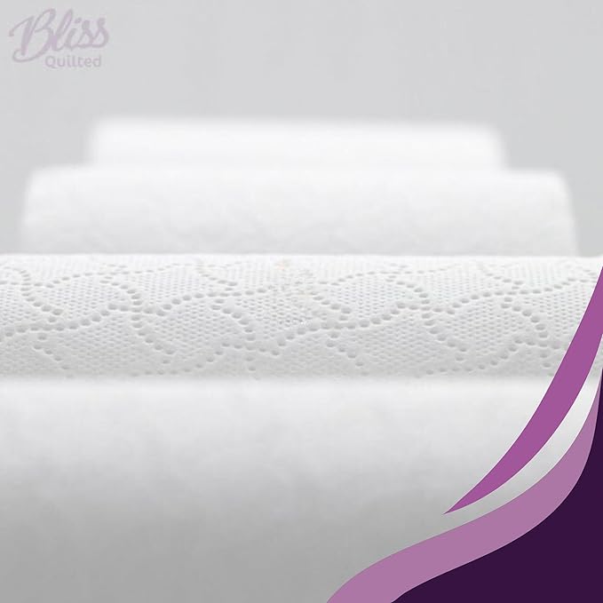 Bliss Quilted 3 Ply Luxury Toilet & Bathroom Tissue Multipack (9 rolls x 5 packs)