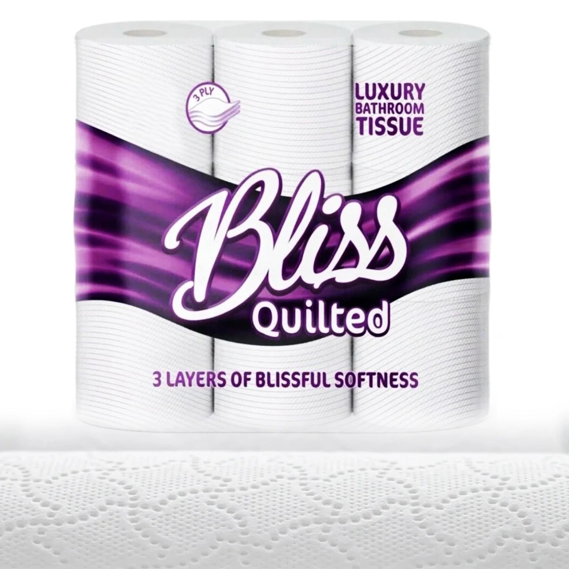 Bliss tissue Quilted 3 Ply Luxury Toilet & Bathroom Tissue 9 Rolls (1 Pack)